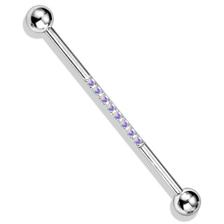 Piercing industriel chic en acier � ligne de zirconiums - Aurore Bor�ale