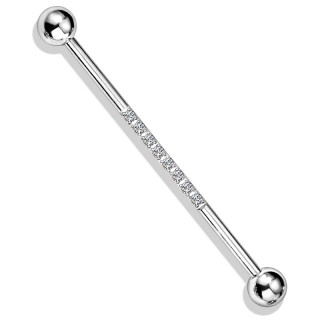 Piercing industriel chic en acier � ligne de zirconiums - Clair