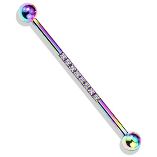 Piercing industriel chic en acier arc en ciel � ligne de zirconiums