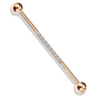 Piercing industriel chic en acier cuivr� � ligne de zirconiums