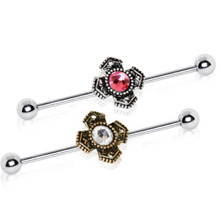 Piercing industriel croix m�di�vale sertie