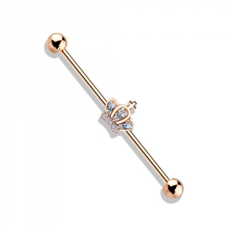 Piercing industriel cuivr� � couronne royale latine sertie