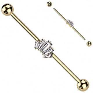 Piercing industriel dor� � diad�me de zirconiums