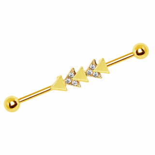 Piercing industriel dor� serti � triangles align�s