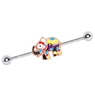 Piercing industriel � �l�phant cuivr� �maill� multicolore