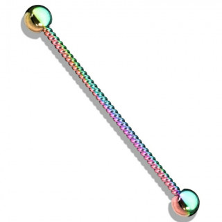 Piercing industriel en acier twist� style corde - Arc en ciel