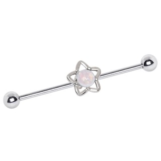 Piercing industriel � �toile sertie d'une opale