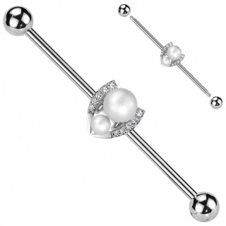Piercing industriel � fer � cheval de perles et zirconiums