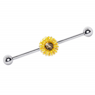 Piercing industriel � fleur tournesol jaune
