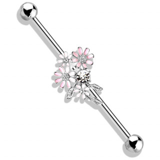 Piercing industriel � joli bouquet de fleurs