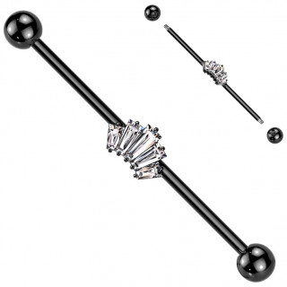 Piercing industriel noir � diad�me de zirconiums