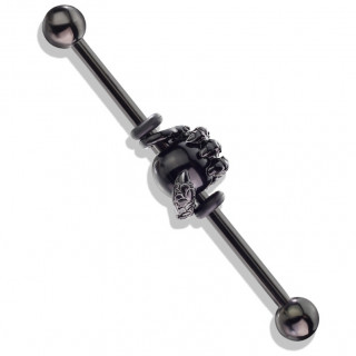 Piercing industriel noir � patte de dragon et orbe