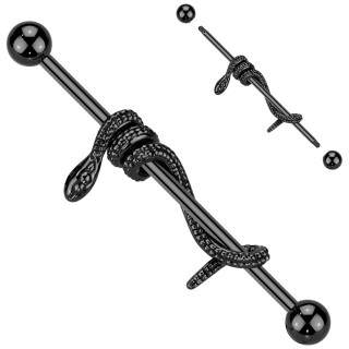 Piercing Industriel noir � serpent enroul�