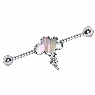 Piercing industriel � nuage et �clair strass