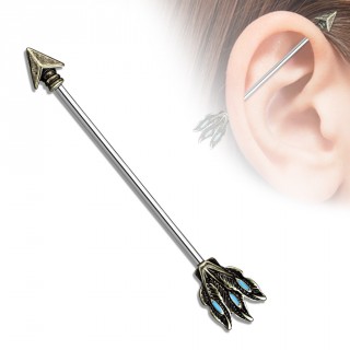 Piercing industriel oreille � fl�che tribale