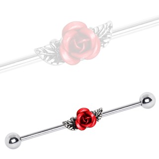 Piercing industriel � rose rouge �close