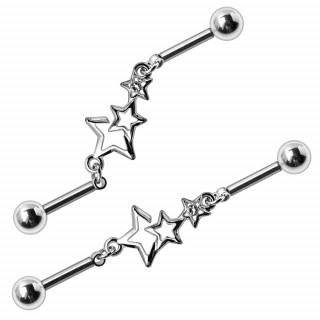 Piercing industriel segment� � trio d'�toiles