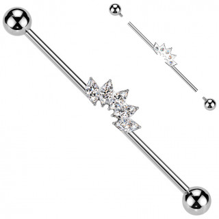 Piercing industriel Titane � couronne de zirconiums en marquise
