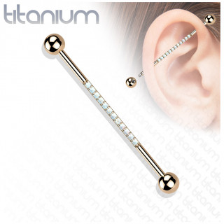 Piercing industriel Titane cuivr� serti d'opales
