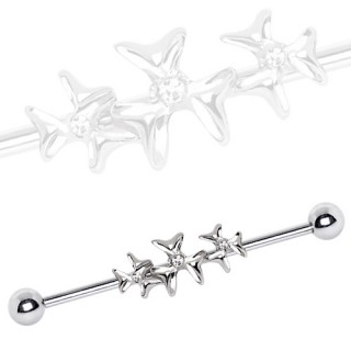 Piercing industriel trio de fleurs serties