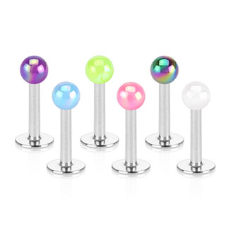 Piercing labret � billes de couleur vive