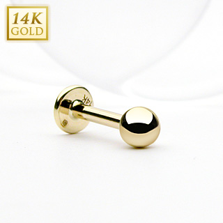 Piercing labret � boule en or 14 carats