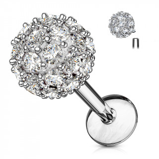 Piercing labret � boule strass 6mm (l�vre, cartilage)