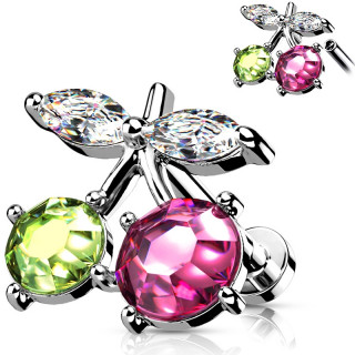 Piercing labret � cerises gourmandes (filetage interne)