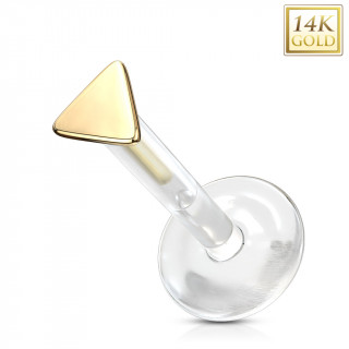 Piercing labret � triangle Or jaune 14 carats et tige bioflex