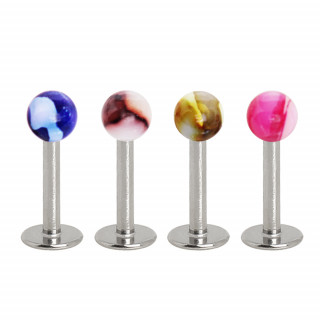 Piercing labret acier � boules marbr�es acrylique