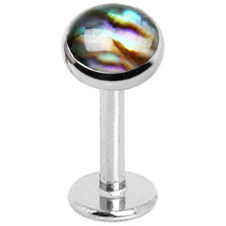 Piercing labret acier � disque Abalone (filetage interne)