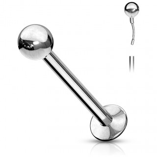 Piercing labret acier type "Push In" � boule