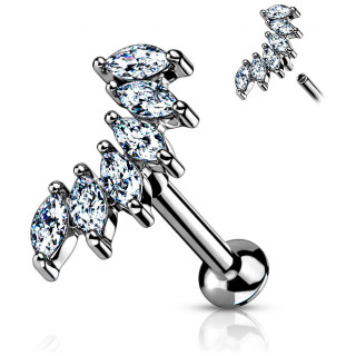 Piercing labret � arc de pierres en marquises (l�vre, helix...)