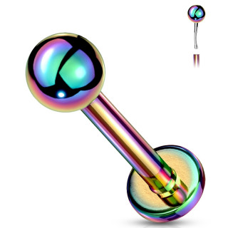 Piercing labret arc en ciel type "Push In" � boule