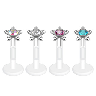 Piercing labret bioflex �toile � pierre ronde