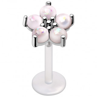 Piercing labret bioflex � fleur de perles d'opale