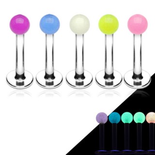 Piercing labret � boule fluo