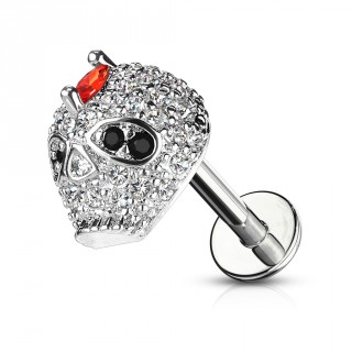 Piercing labret / cartilage � crane pav� de strass