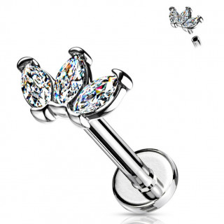Piercing labret / cartilage � triple marquise zirconium