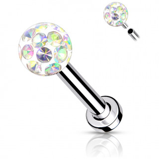 Piercing labret / cartilage acier � boule f�rido (filetage interne) - Aurore Bor�ale