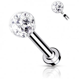 Piercing labret / cartilage acier � boule f�rido (filetage interne) - Clair