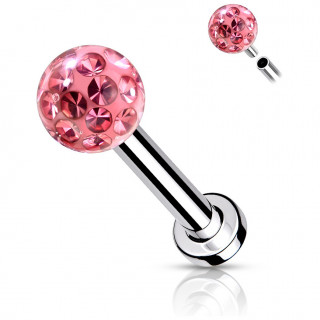 Piercing labret / cartilage acier � boule f�rido (filetage interne) - Rose