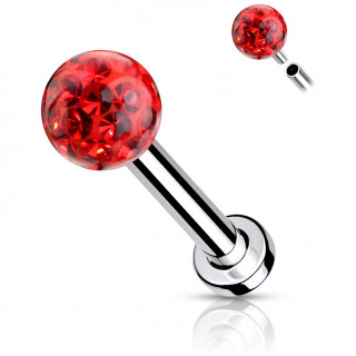 Piercing labret / cartilage acier � boule f�rido (filetage interne) - Rouge