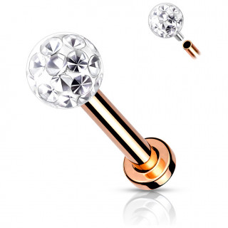 Piercing labret / cartilage acier Cuivr� � boule f�rido (filetage interne)