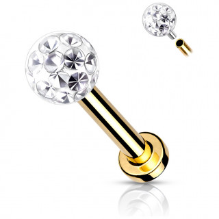 Piercing labret / cartilage acier Dor� � boule f�rido (filetage interne)