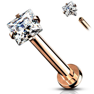 Piercing labret / cartilage cuivr� � pierre carr�e