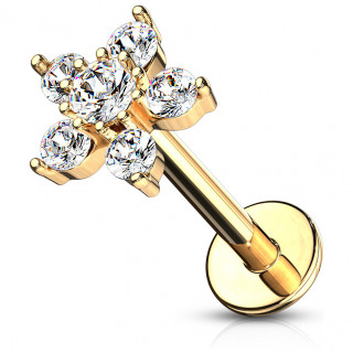 Piercing labret / cartilage dor� � �toile zirconiums