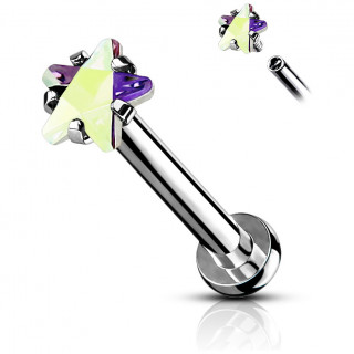 Piercing labret / cartilage en acier � pierre �toil�e - Aurore Bor�ale