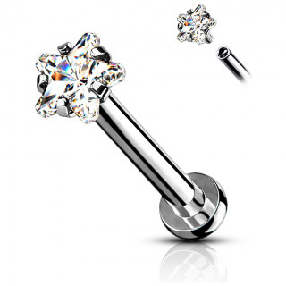 Piercing labret / cartilage en acier � pierre �toil�e - Clair