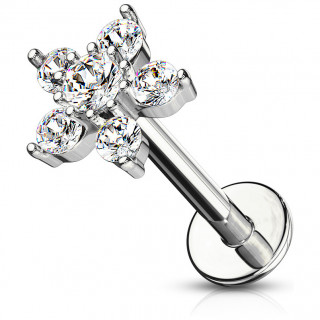 Piercing labret / cartilage � �toile zirconiums - Clair